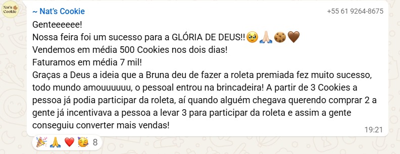 Depoimento da Nat's Cookie: 500 cookies vendidos e R$ 7 mil de faturamento na feira